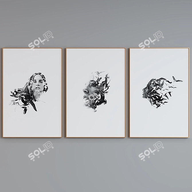 Abstract Portrait Frame Set 3D model image 4