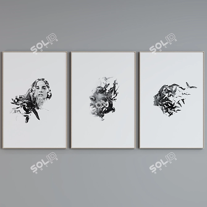 Abstract Portrait Frame Set 3D model image 5