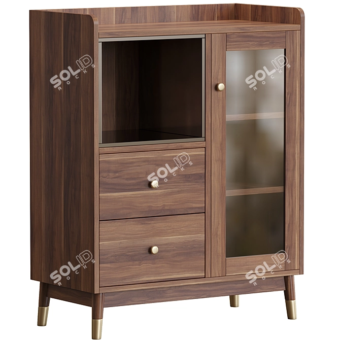 Elegant Walnut Sideboard with Storage 3D model image 1