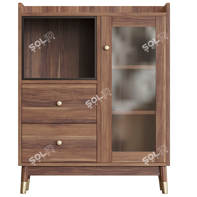 Elegant Walnut Sideboard with Storage 3D model image 2