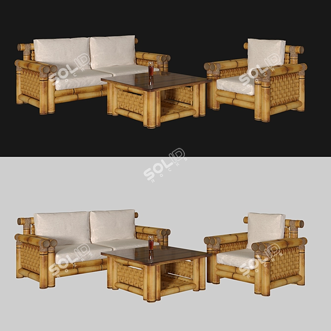 Samaya Joenfa Bamboo Living Room Chair 3D model image 4