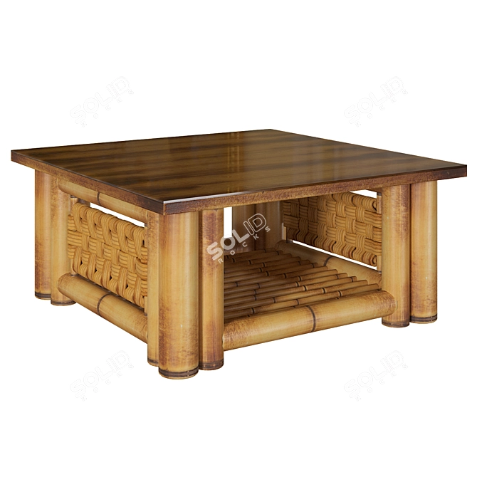 Modern Bamboo Coffee Table Set 3D model image 5