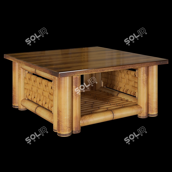 Modern Bamboo Coffee Table Set 3D model image 6