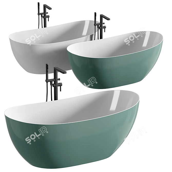  Modern Oval Stone Bathtub 3D model image 1