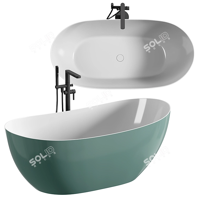  Modern Oval Stone Bathtub 3D model image 2
