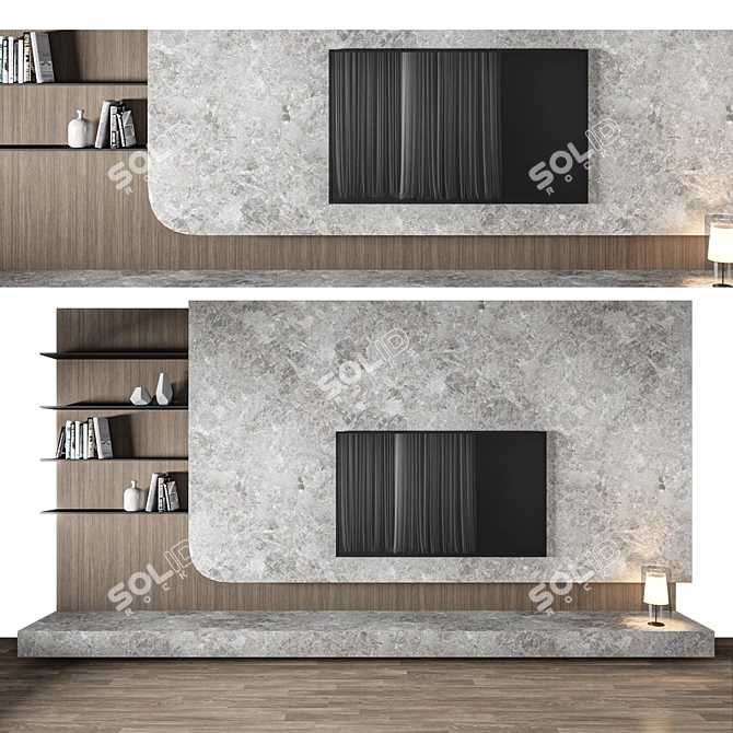 Modern TV Wall 3D Model 3D model image 1