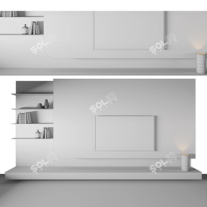 Modern TV Wall 3D Model 3D model image 2