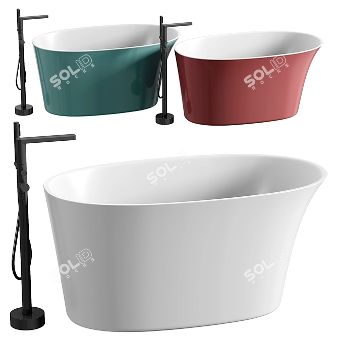 Stylish Oval Freestanding Bathtub 3D model image 1