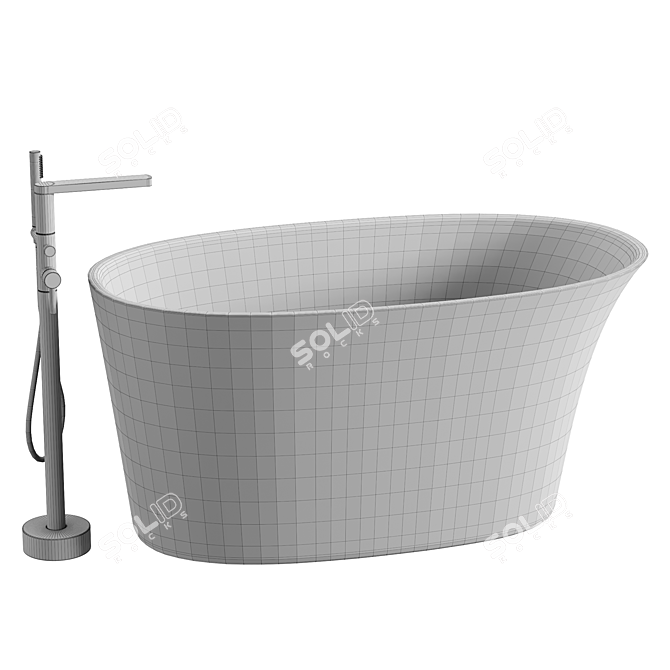 Stylish Oval Freestanding Bathtub 3D model image 3