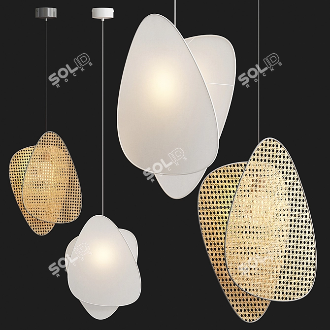  Murano Rattan Screen Pendant Light 3D model image 1