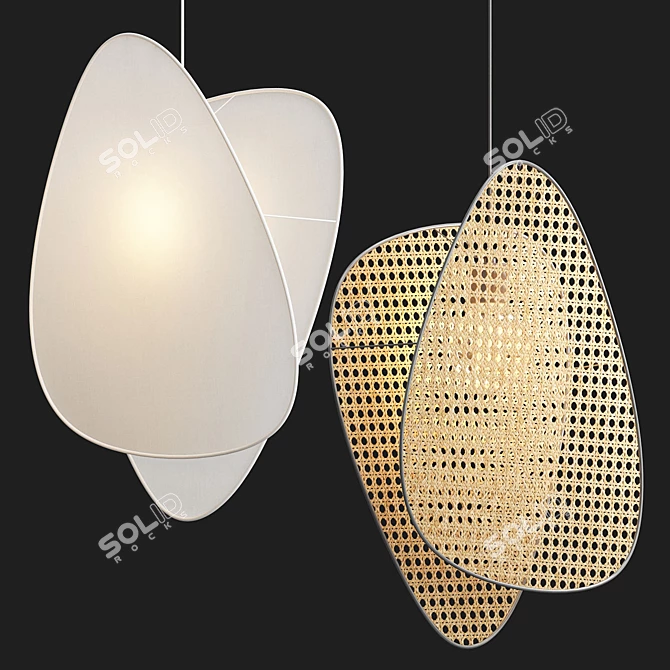  Murano Rattan Screen Pendant Light 3D model image 2