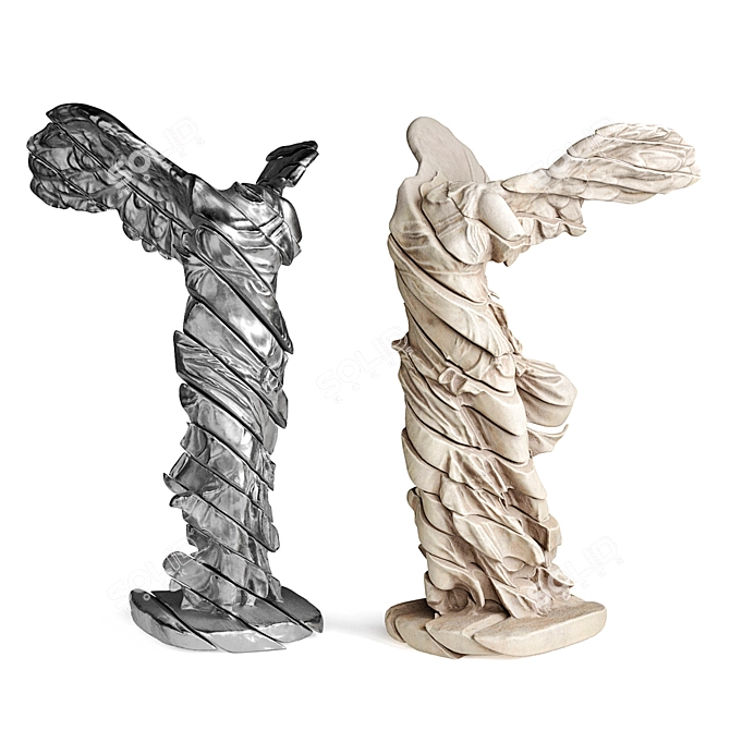 Nike Samothrace Stripes Metal Sculpture 3D model image 1