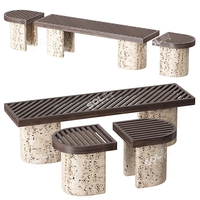 Minimalistic TRACKS Bench by Dan Yeffet 3D model image 1