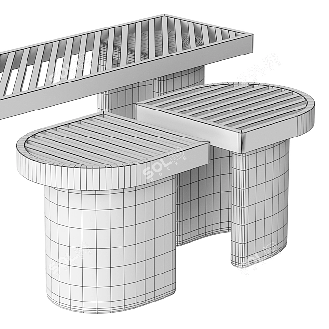 Minimalistic TRACKS Bench by Dan Yeffet 3D model image 3