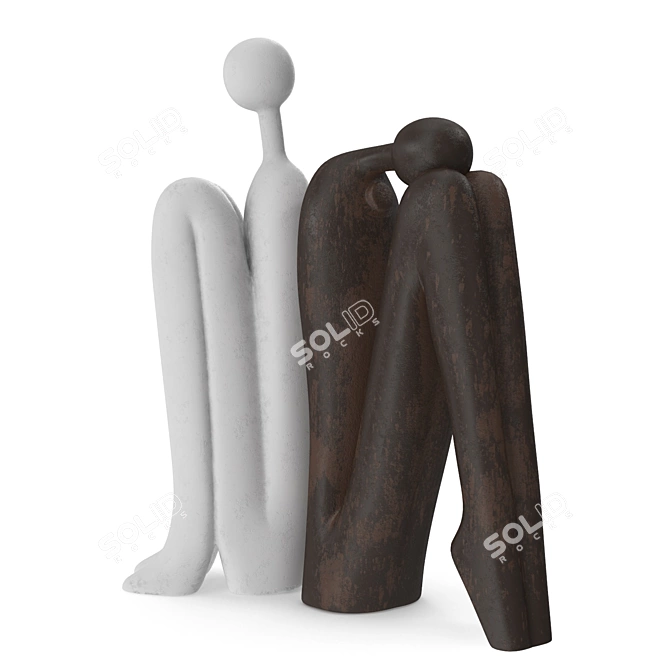 Graceful Sitting Stickman Figurine 3D model image 1