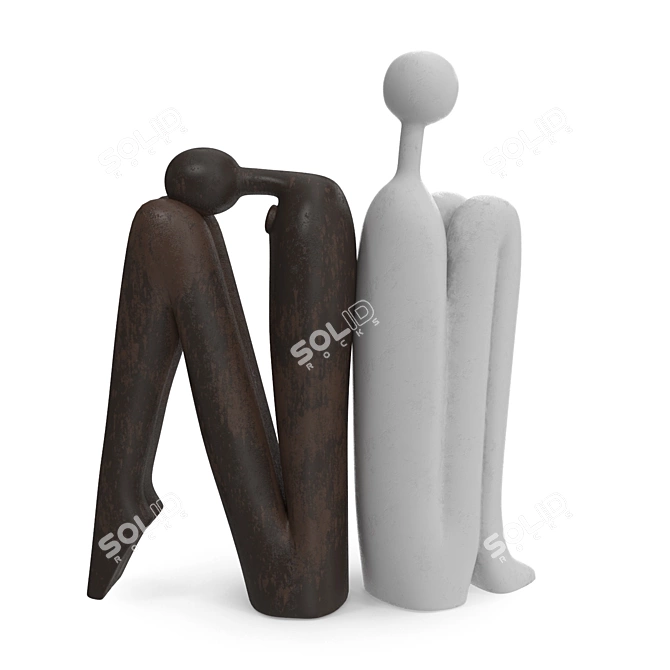 Graceful Sitting Stickman Figurine 3D model image 2