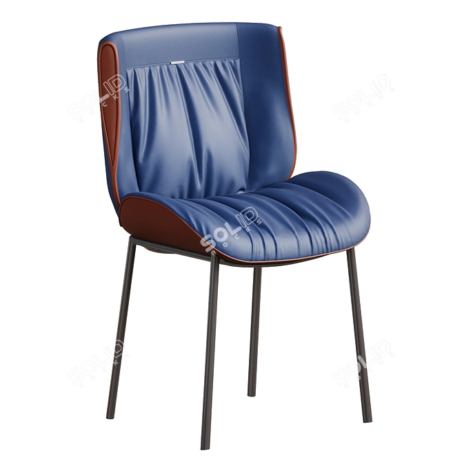 Scandinavian Leather Dining Chair 3D model image 2