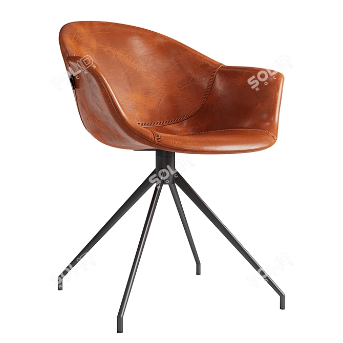 Vintage Swivel Chair Camel Leather 3D model image 1