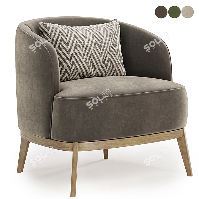 Elegant Megan Armchair in 3 Fab Colors 3D model image 3