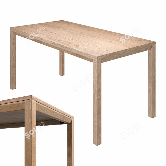 Minimalist Oak Extendable Dining Table 3D model image 1