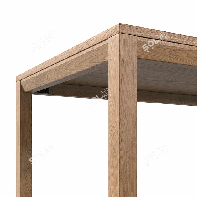 Minimalist Oak Extendable Dining Table 3D model image 3