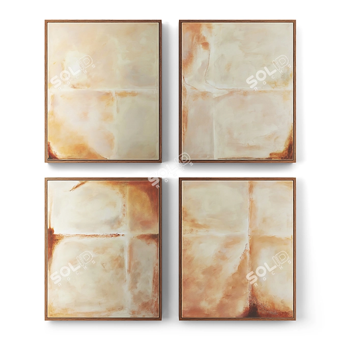 Minimalist Amber Wall Art Set 3D model image 1