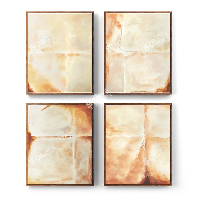 Minimalist Amber Wall Art Set 3D model image 4