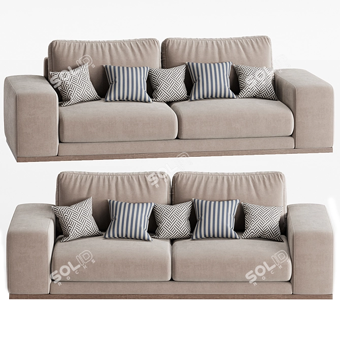 Sleek Denver 3-Seater Sofa 3D model image 1