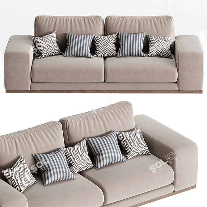 Sleek Denver 3-Seater Sofa 3D model image 3