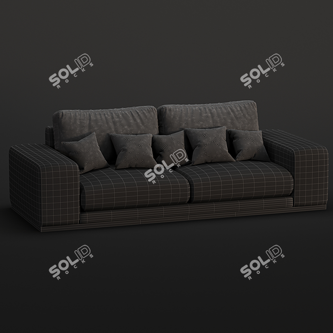 Sleek Denver 3-Seater Sofa 3D model image 4