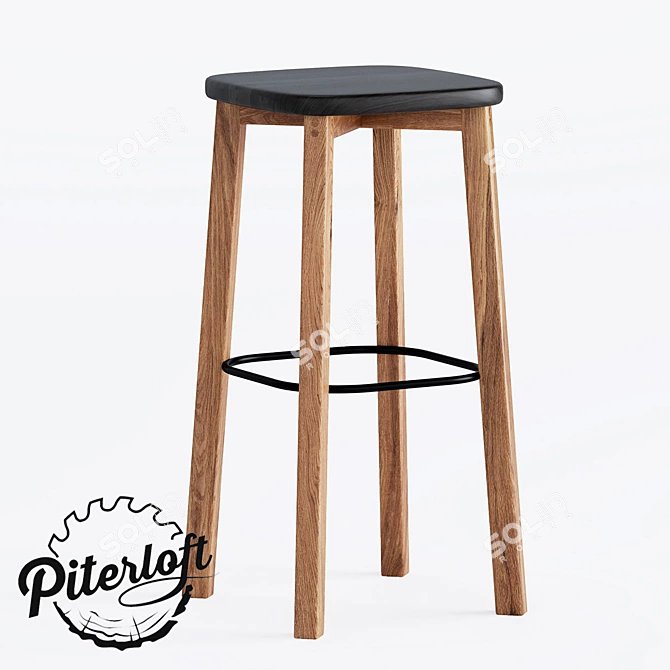 Loyd Oak Bar Stool 3D model image 1