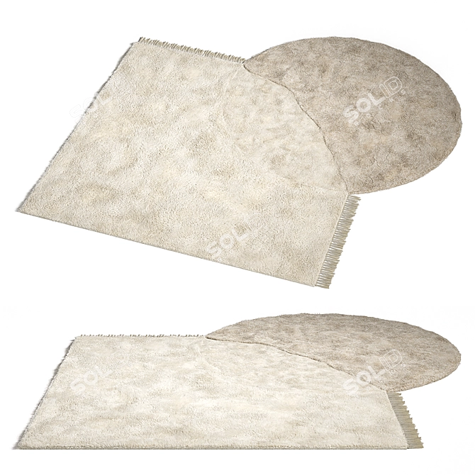 Cozy Cream Tufted Wool Rug 3D model image 1