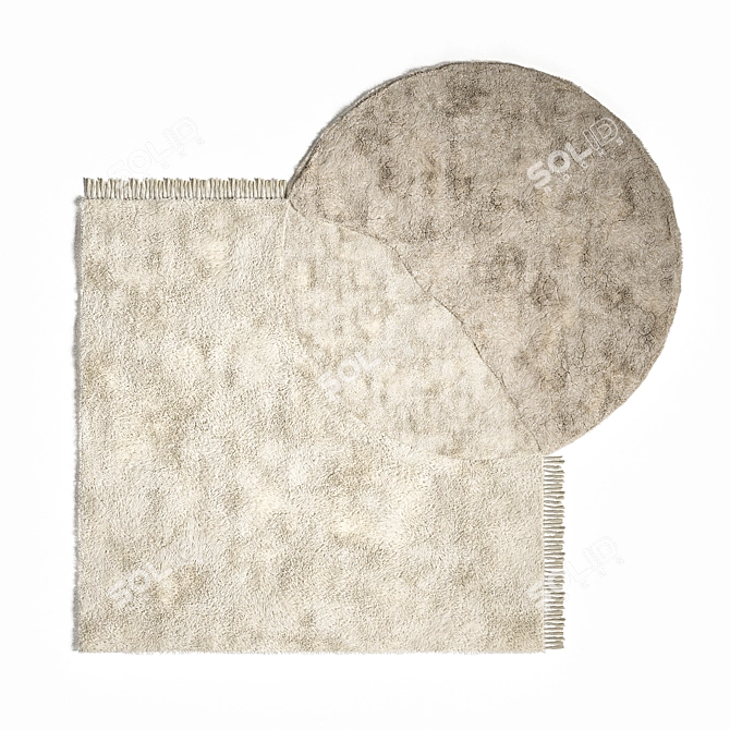 Cozy Cream Tufted Wool Rug 3D model image 3