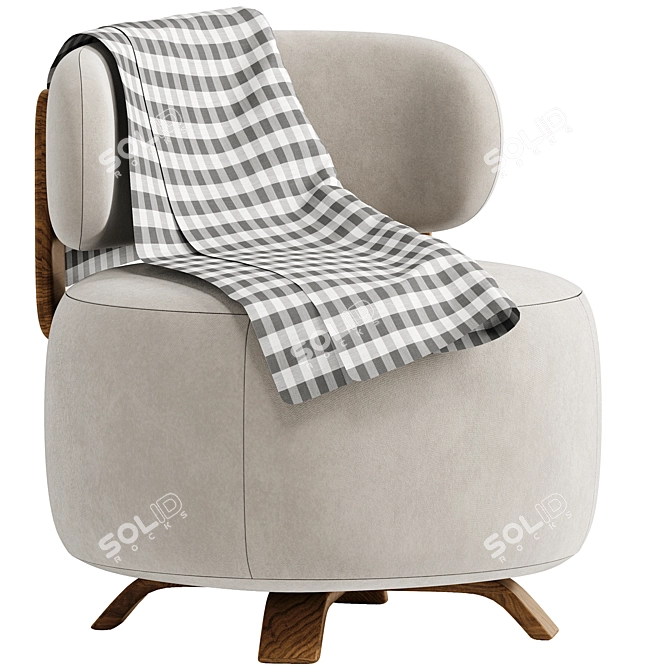 Stylish Platon Armchair and Pouf 3D model image 1