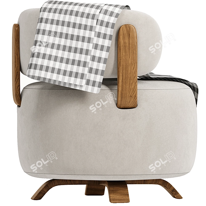 Stylish Platon Armchair and Pouf 3D model image 2