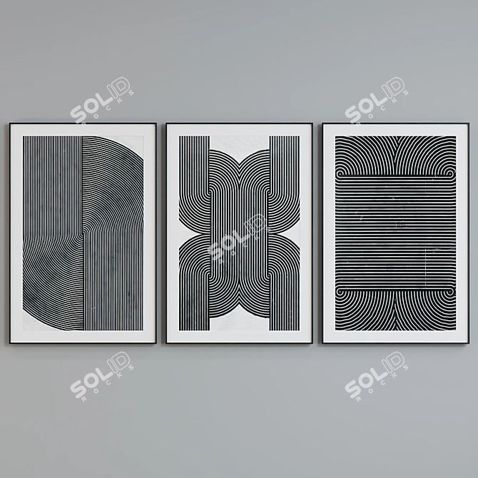 Modern Abstract Picture Frame Set 3D model image 2