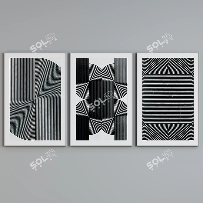 Modern Abstract Picture Frame Set 3D model image 3