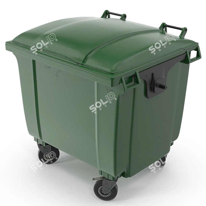 Outdoor Waste Bin 1100L with Lid 3D model image 1