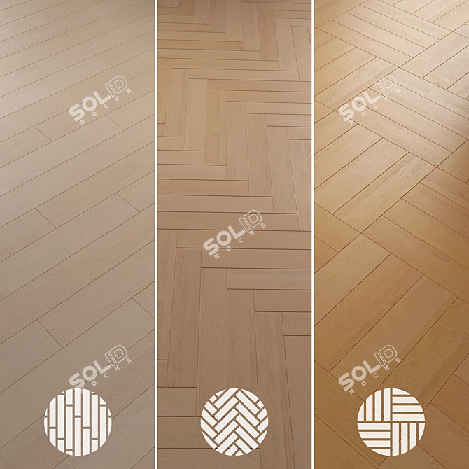 Oak Parquet Flooring Collection 3D model image 3