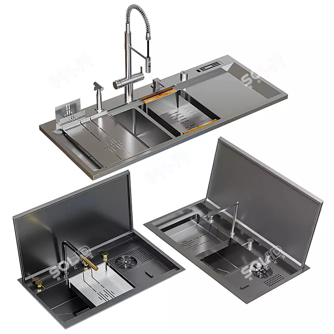 Asras Sink Set Bundle 3D model image 1