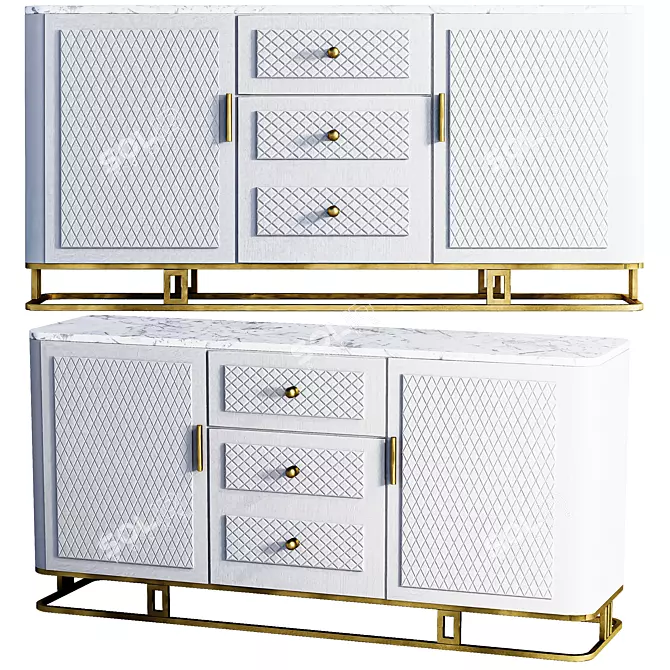 Contemporary Buffet Sideboard with Marble 3D model image 1