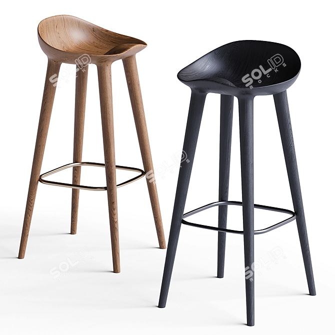 Elegant Miyazaki Bar Stool 3D model image 1