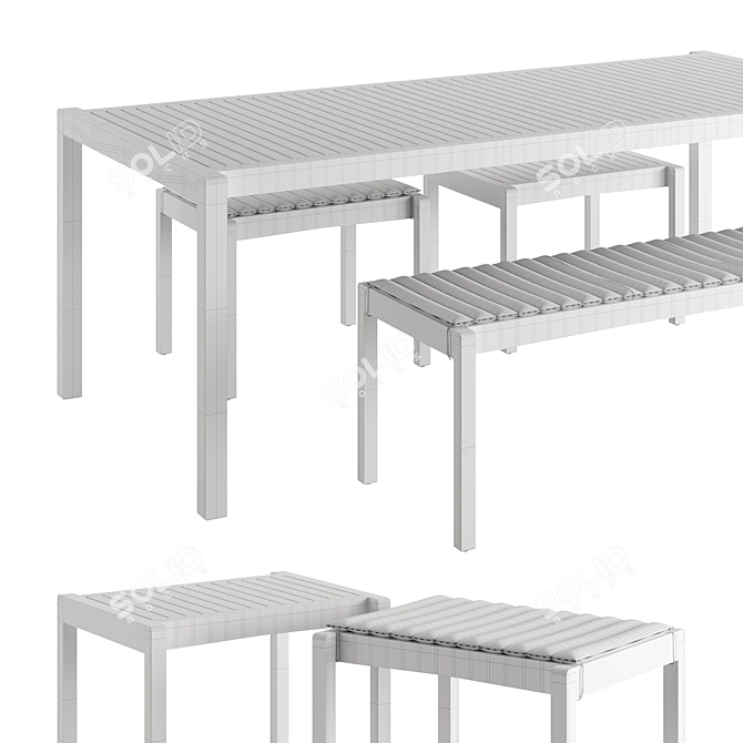 AH Outdoor Dining Set Trio 3D model image 4