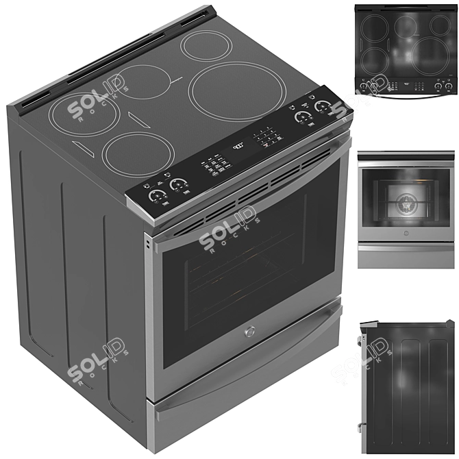 Modern GE Appliance Collection Set 3D model image 7