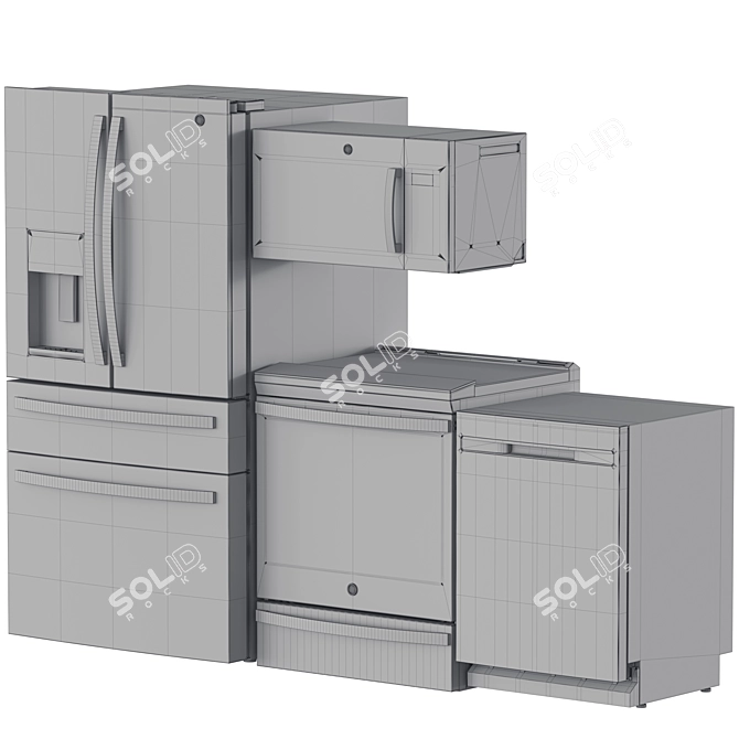 Modern GE Appliance Collection Set 3D model image 5