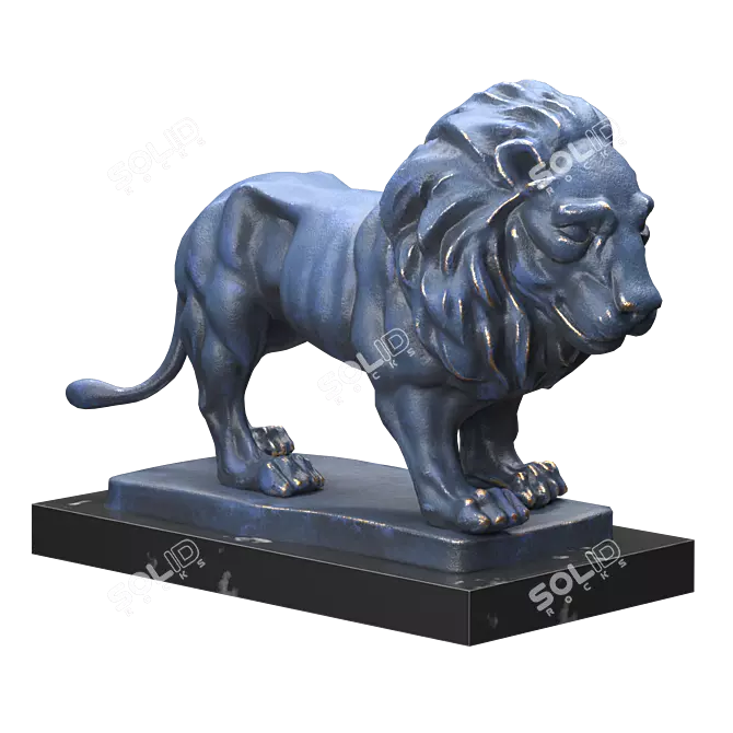 Regal Lion Statues 3D model image 2