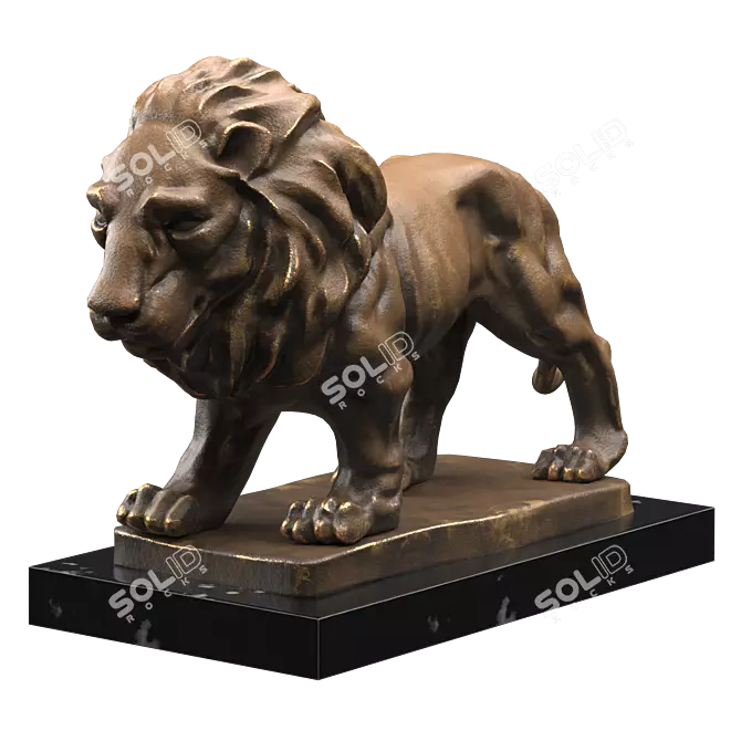 Regal Lion Statues 3D model image 3