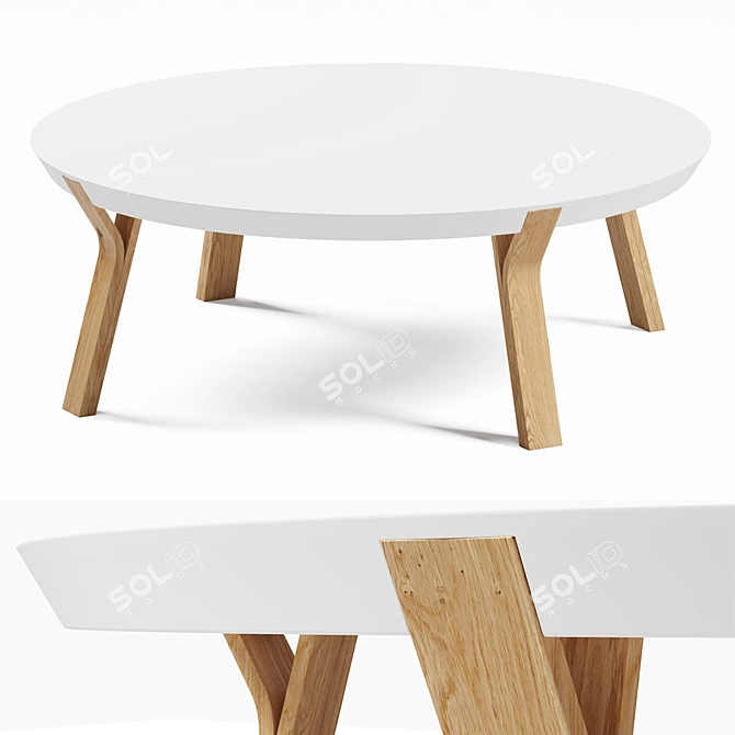 Modern Round Coffee Table Solid 3D model image 1