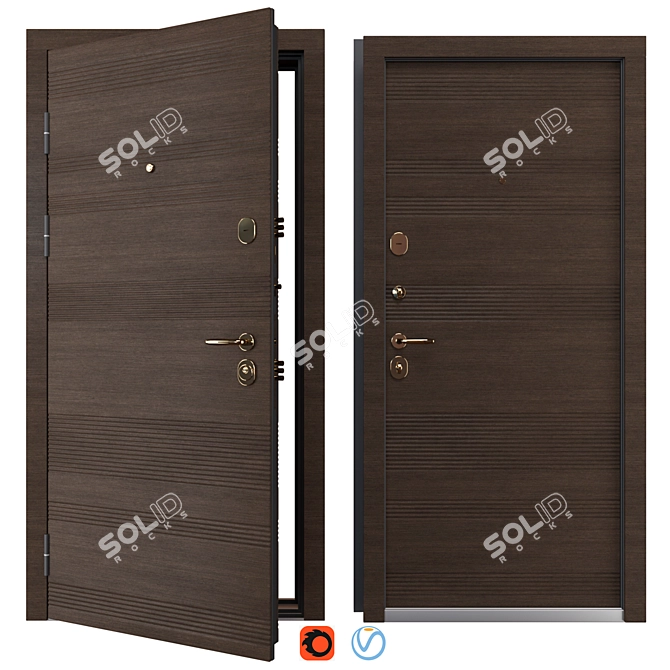 Premium Status Metal Entry Door 3D model image 1