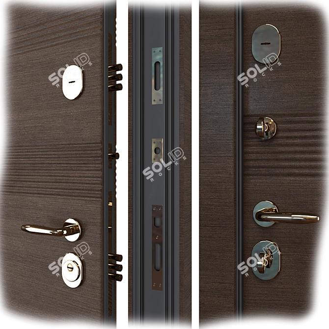 Premium Status Metal Entry Door 3D model image 2